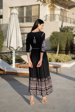 Women Viscose Rayon Black Solid Dress - SanskrutiHomes