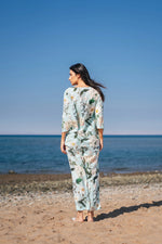 Green Flower Printed Night Suit Set - SanskrutiHomes