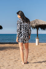 Black Printed Cotton Night Suit with Shorts - SanskrutiHomes