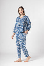 Blue Cotton Printed Co-ords Set for Women - SanskrutiHomes