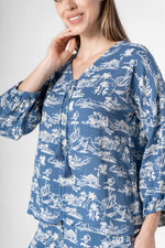 Blue Cotton Printed Co-ords Set for Women - SanskrutiHomes