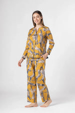 Yellow Animal Print Cotton Night Suit Set - SanskrutiHomes