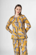 Yellow Animal Print Cotton Night Suit Set - SanskrutiHomes