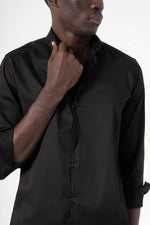 Black Solid Print Full Sleeve Shirt - SanskrutiHomes
