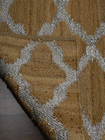 Hand-weaved Jute Rug with zari work - SanskrutiHomes