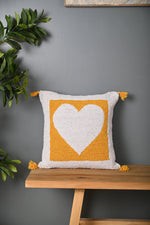 White Heart Design Truffted Cushion Cover - SanskrutiHomes