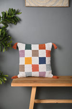 Multicolor Chacks Design Truffted Cushion Cover - SanskrutiHomes