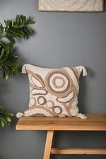 Beige Color Truffted Cotton Cushion Cover - SanskrutiHomes