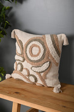 Beige Color Truffted Cotton Cushion Cover - SanskrutiHomes