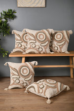 Beige Color Truffted Cotton Cushion Cover - SanskrutiHomes