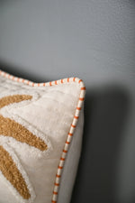 Beige Coconut Tree Design Truffted Cushion Cover - SanskrutiHomes