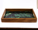 PRINTED RECTANGLE TRAY SET OF 3 WITH WOODEN BASE NOT MDF BASED - SanskrutiHomes