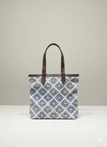 Indigo Floral Print Cotton Tote Bag for women - SanskrutiHomes