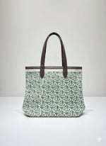 Green Geometric Print Cotton Tote Bag For Women - SanskrutiHomes
