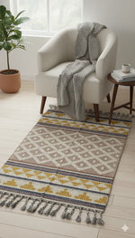 Hand-weaved 100% Cotton woven Multi-color Rug - SanskrutiHomes