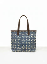 Navy Blue Ethnic Motif Print Cotton Tote Bag for Women - SanskrutiHomes