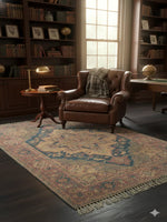 Beige Polyester Woven Area with Fringed Edges Rug - SanskrutiHomes