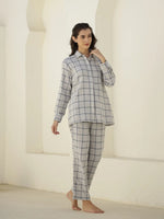 Check Printed Winter Cotton Night Suit Set - SanskrutiHomes
