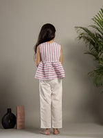White Geometric Print V-Neck Co-ords Set - SanskrutiHomes