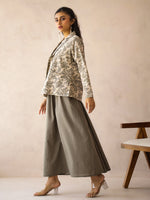Women Cotton A-Line Maxi Dress With Jacket - SanskrutiHomes