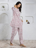 Pink cotton printed loungewear set - SanskrutiHomes