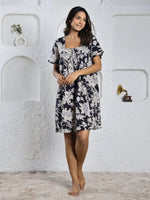 Floral print cotton Night Dress - SanskrutiHomes