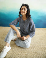 Striped 3D Print Cotton Top for Women - SanskrutiHomes
