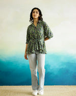 Green Printed Cotton Top for Women - SanskrutiHomes
