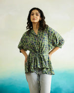 Green Printed Cotton Top for Women - SanskrutiHomes