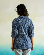 Blue Cotton Printed Top for Women - SanskrutiHomes