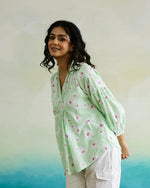 Cotton Printed Shirt Collar Top - SanskrutiHomes