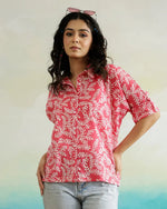 Pink Cotton Printed Top for Women - SanskrutiHomes