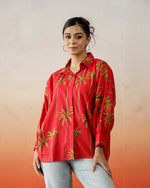 Red Flower Printed Top for Women - SanskrutiHomes