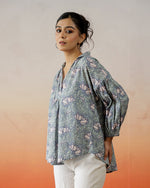 Printed Cotton Top With Shirt Collar - SanskrutiHomes