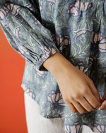 Printed Cotton Top With Shirt Collar - SanskrutiHomes