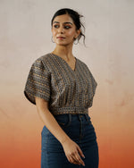 Black Cotton Printed Crop Top - SanskrutiHomes