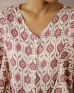 Cream Printed V-Neck Top for Women - SanskrutiHomes