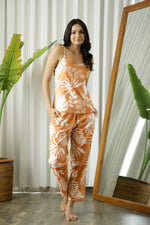 Orange Cotton Printed 3 PEICE Night Suit Set with Pyjama - SanskrutiHomes