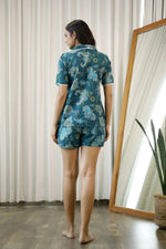 Dark Green PETER PAN COLLAR Night Suit short Set - SanskrutiHomes