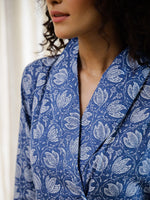 Blue Printed Cotton Co-ord Set for Women - SanskrutiHomes