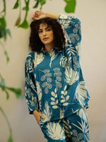 Flower Printed Night Suit Set for Women - SanskrutiHomes