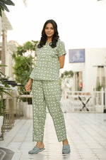 Sage Printed Pure Cotton Night suit - SanskrutiHomes