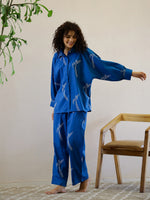 Blue V-Neck Velvet Winter Kaftan - SanskrutiHomes