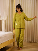 Solid Print Round Neck Night Suit Set - SanskrutiHomes