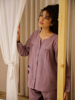 Lavender Solid Print Night Suit Set - SanskrutiHomes