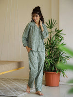 Flower Printed V-Neck Night Suit for Women - SanskrutiHomes