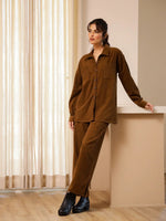 Brown Corduroy Co-ord Set - SanskrutiHomes