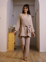 Set of 3 Cotton GAUZE Night Suit Set - SanskrutiHomes