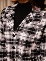 Black and White Check Jacket for Women - SanskrutiHomes
