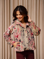 Multicolor Printed Velvet Jacket for Women - SanskrutiHomes